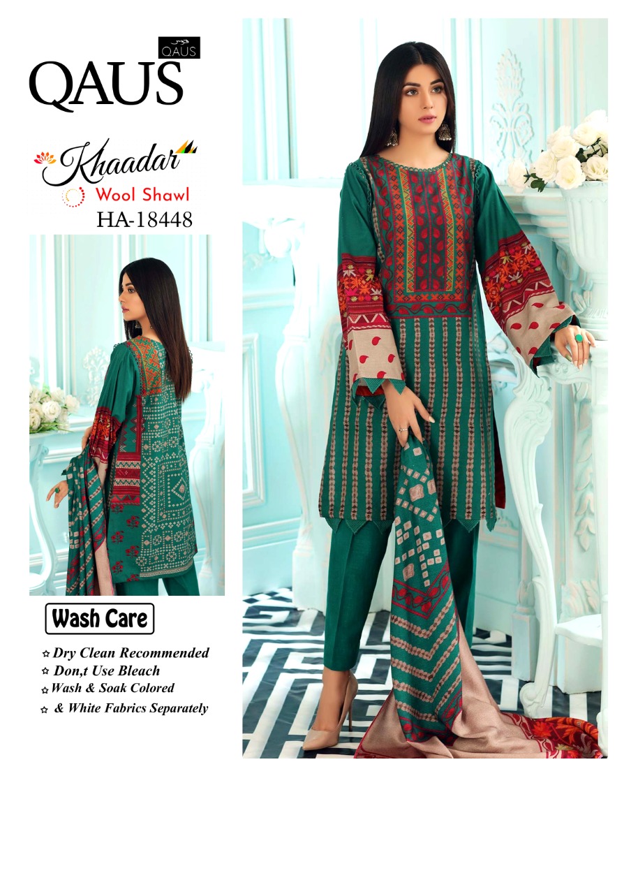 KHADDER 3PCS WITH PRINTED WOOL SHAWL