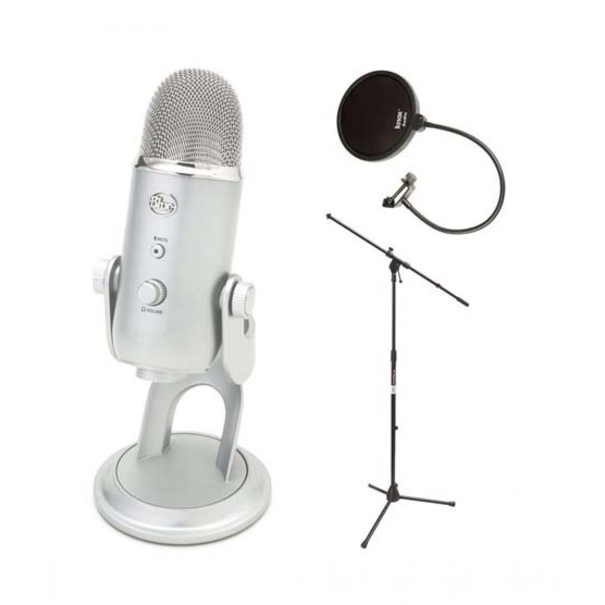 Blue Microphones Yeti USB Microphone With Boom Microphone Stand And Knox Pop Filter