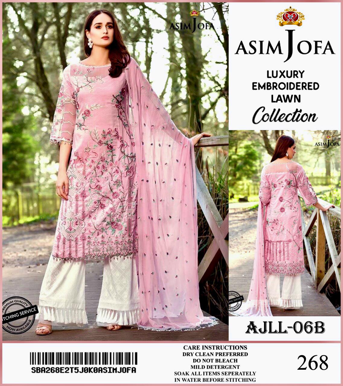 Asim Jofa Lawn 3pcs With Embroidery Shafoon Dupatta