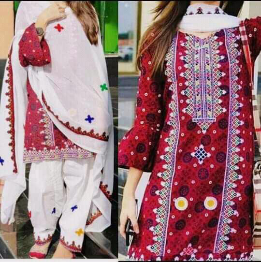Sindhi Style 3pc Embroided