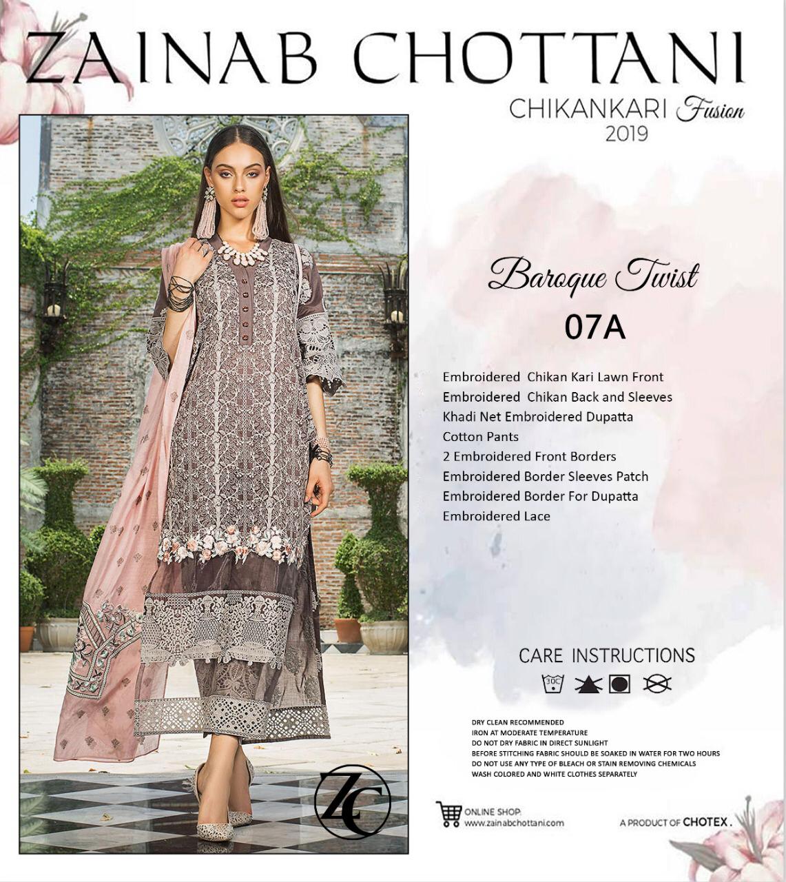 Zainab Chottani Lawn 3pcs With Embroidery Maisuri  Dupatta
