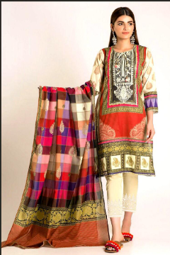 KHAADI LINEN With Printed Shafoon Dupatta