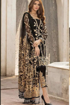 GULAAL LINEN 3pcs With Embroidery Shafoon Dupatta