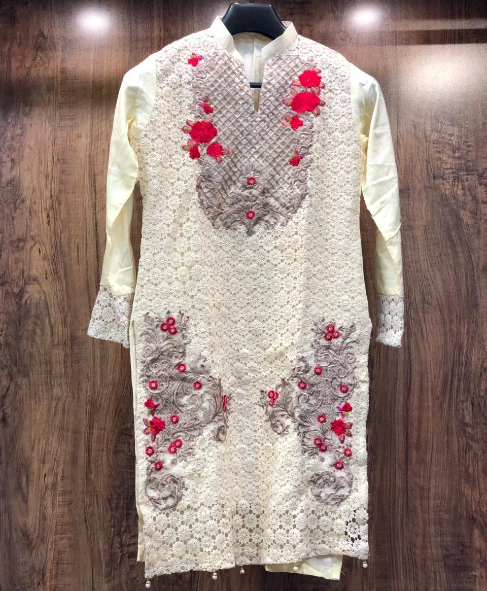 LAZER CUTWORK EMBROIDERED LINEN SHIRTS